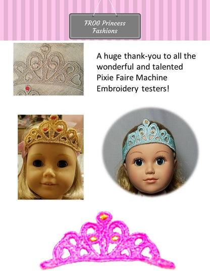 Posh Princess Lace Crown for Girls and Dolls Machine Embroidery Design