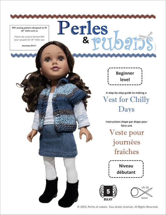 Vest for Chilly Days Doll Clothes Knitting Pattern for Journey Girls Dolls