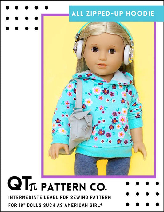 All Zipped Up Hoodie 18" Doll Clothes Pattern