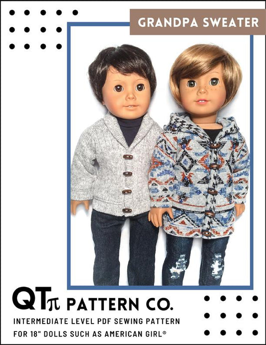 Old School Grandpa Sweater 18" Doll Clothes