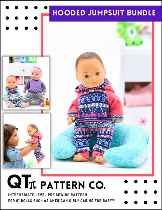 Hooded Jumpsuit Bundle 8" Baby Doll Clothes Pattern