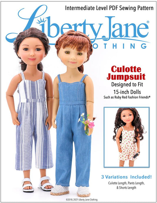 Culotte Jumpsuit Pattern for 15" Ruby Red Fashion Friends Dolls