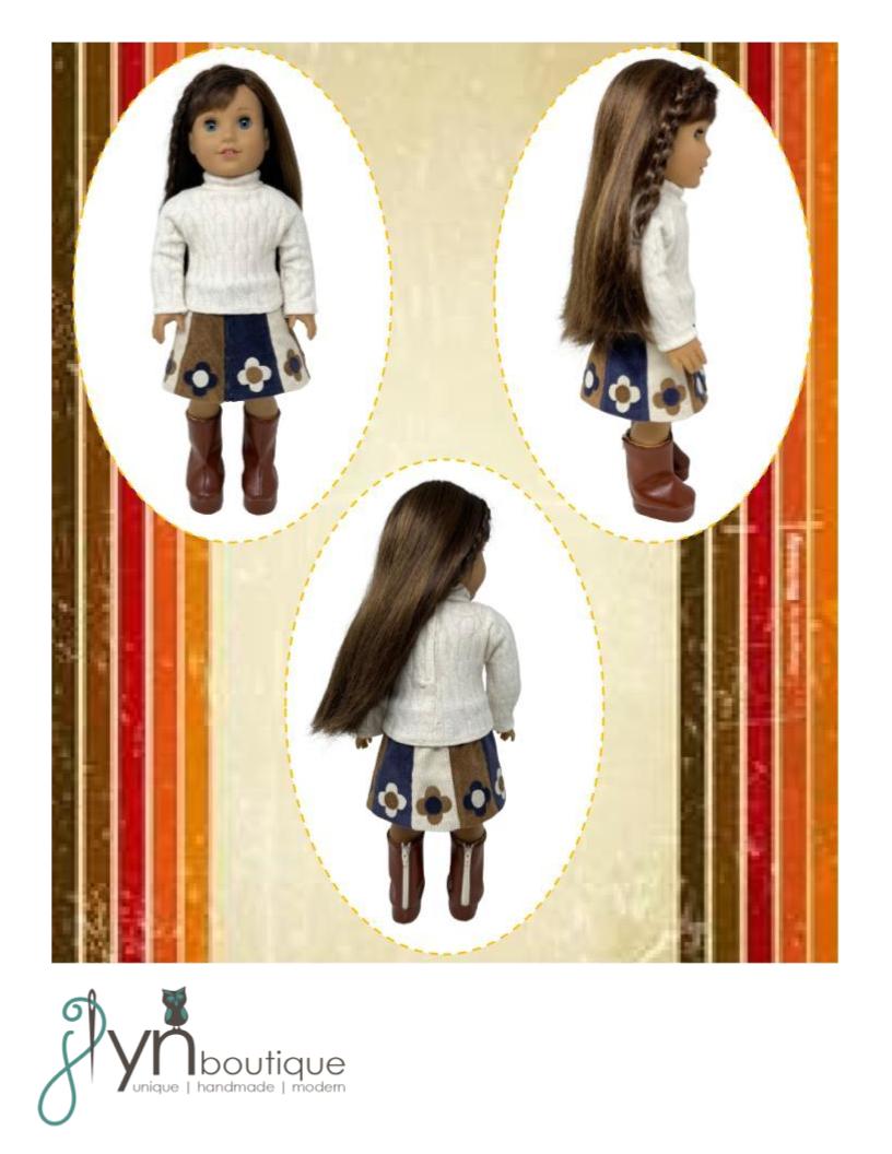 Retro Flower Skirt 18" Doll Clothes Pattern