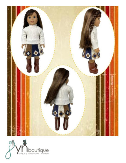 Retro Flower Skirt 18" Doll Clothes Pattern