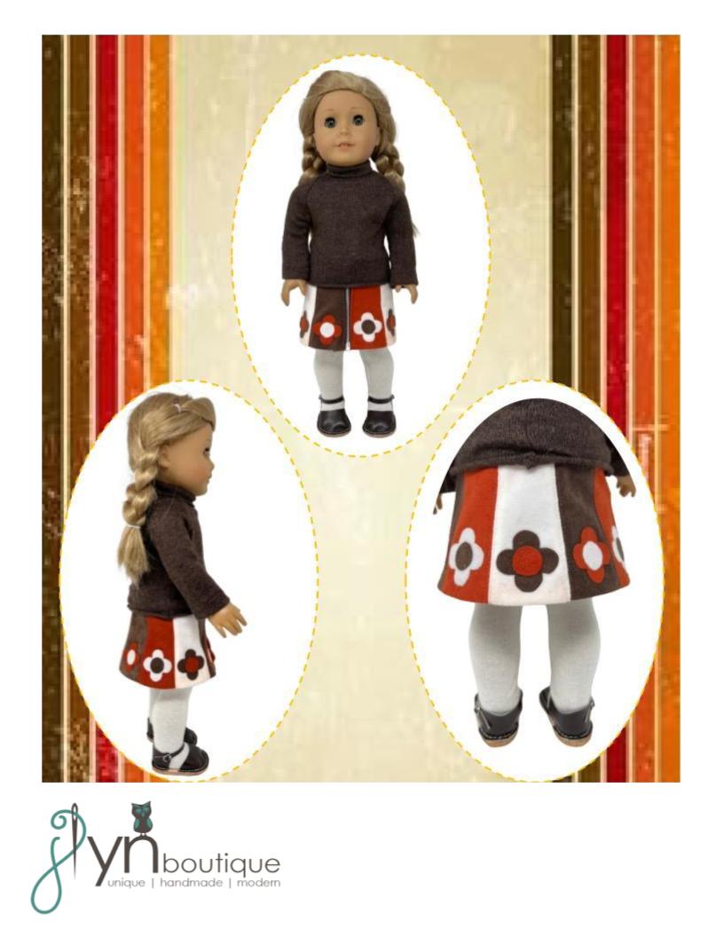 Retro Flower Skirt 18" Doll Clothes Pattern