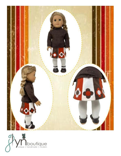 Retro Flower Skirt 18" Doll Clothes Pattern