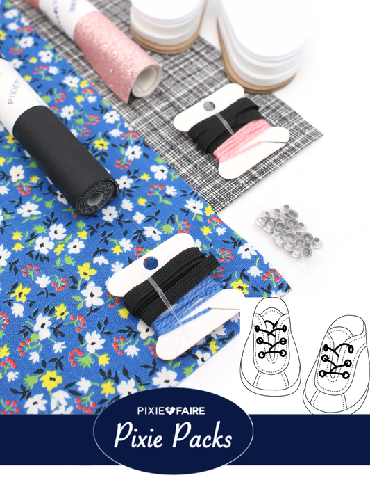 Pixie Packs Blue Floral Retro Sneakers Shoe Collection