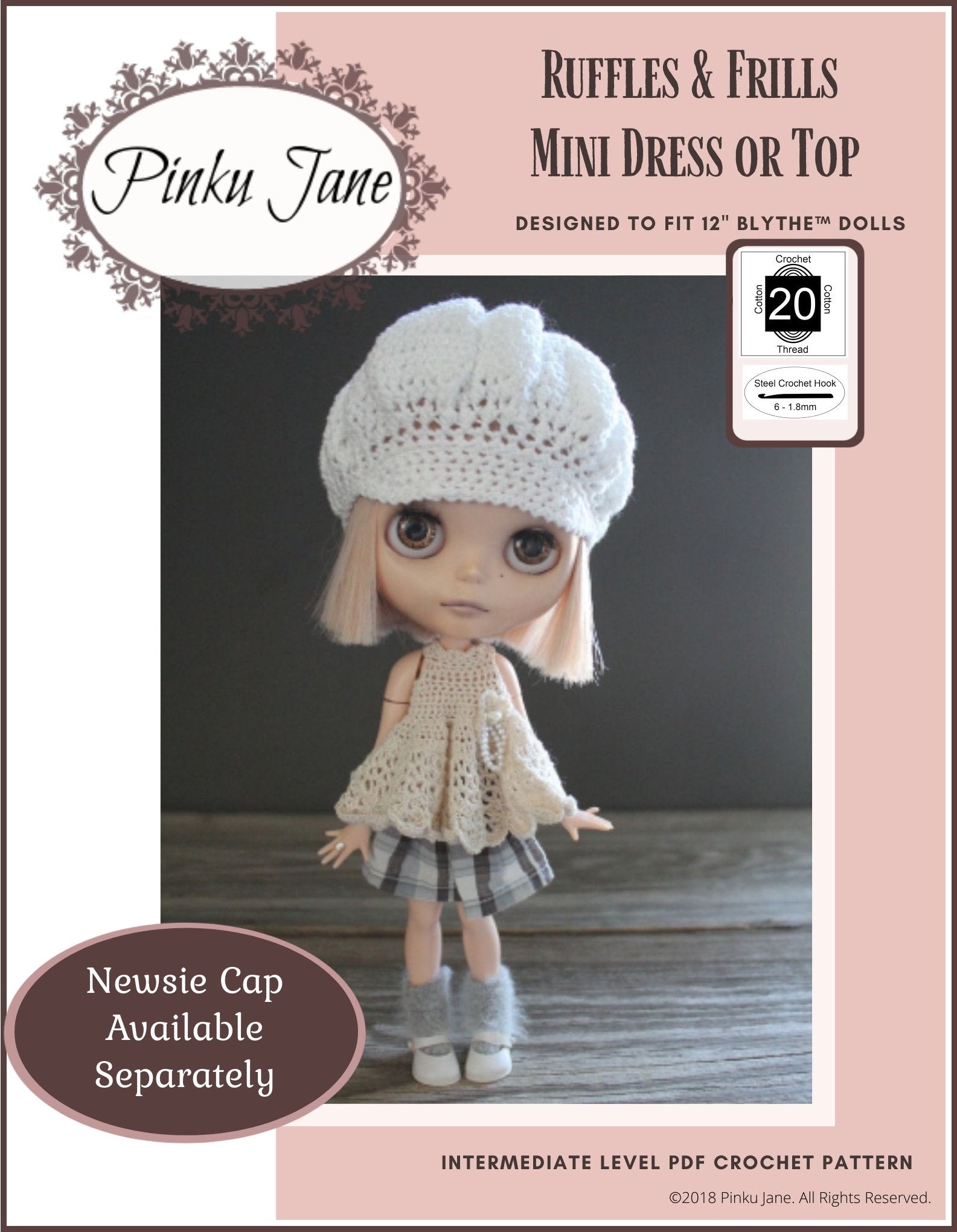 Ruffles and Frills Mini Dress or Top Crochet Pattern For 12" Blythe Dolls
