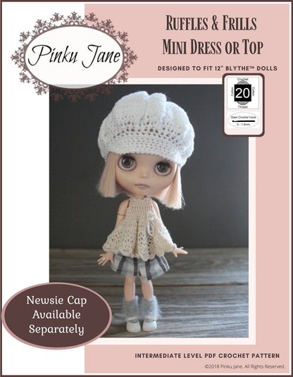 Ruffles and Frills Mini Dress or Top Crochet Pattern For 12" Blythe Dolls