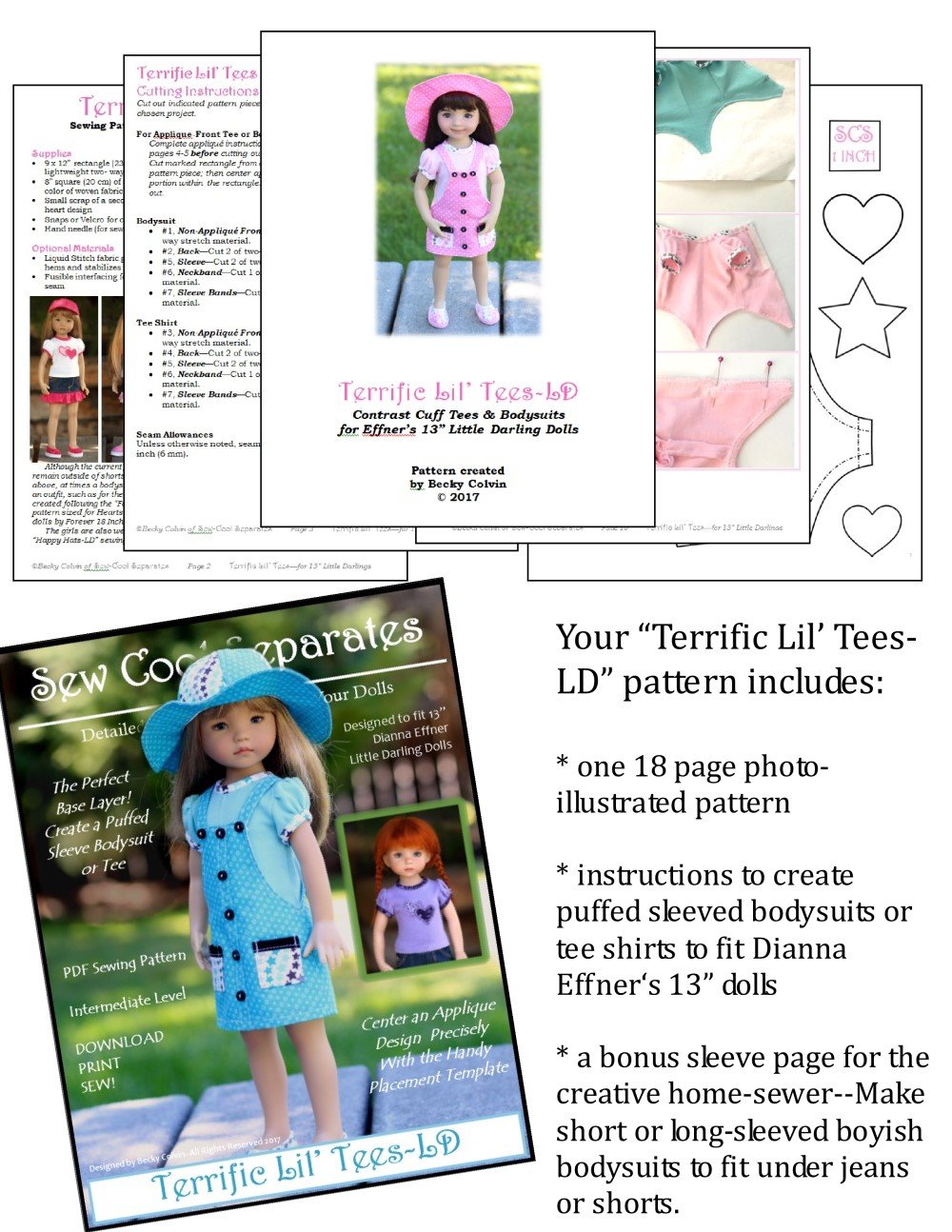 Terrific Lil' Tees Pattern for Little Darling Dolls