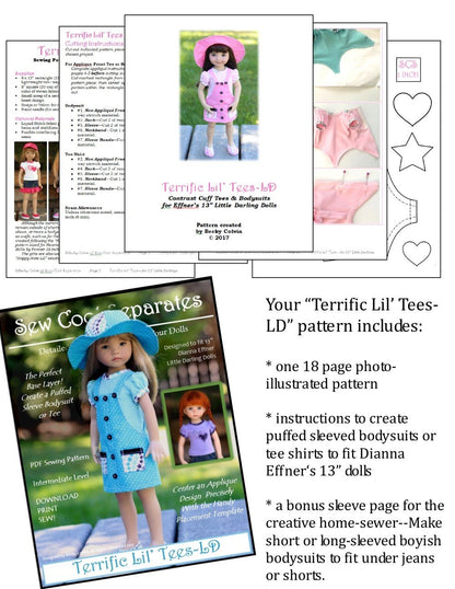 Terrific Lil' Tees Pattern for Little Darling Dolls