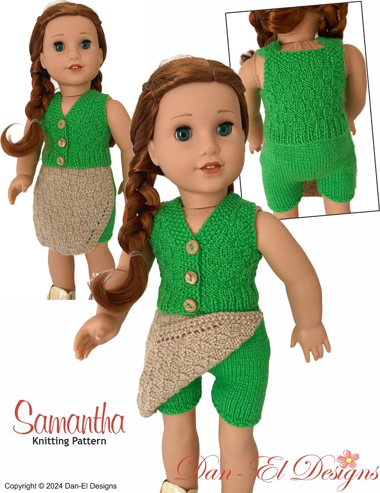Samantha Skort and Top 18" Doll Clothes Knitting Pattern
