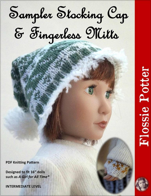 Sampler Stocking Cap and Mitts Knitting Pattern For A Girl For All Time Dolls