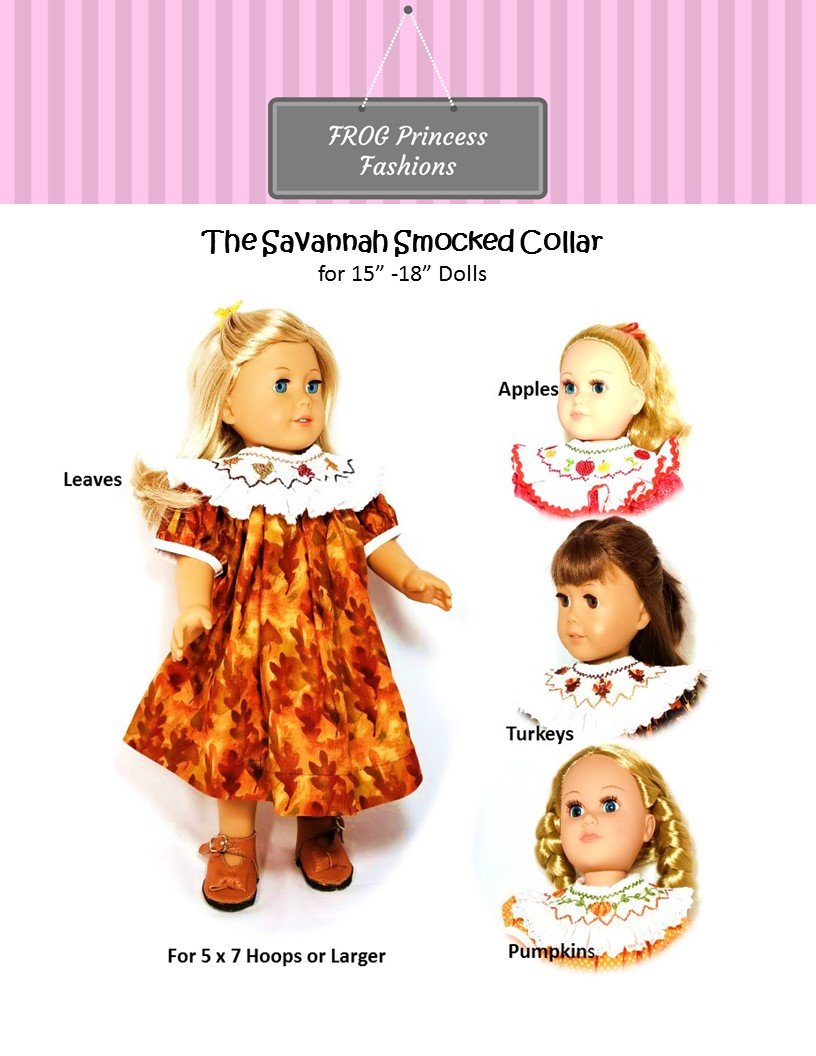 Savannah Smocked Collar for 15" - 18" Dolls Machine Embroidery Design