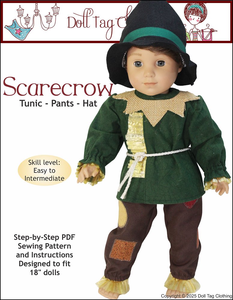Scarecrow 18" Doll Clothes Pattern