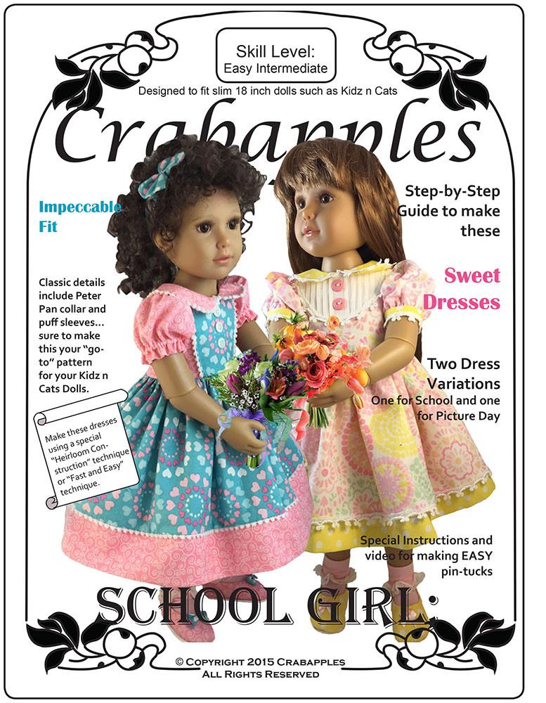 School Girl Dresses Pattern for Kidz N Cats Dolls
