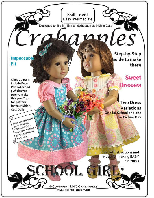 School Girl Dresses Pattern for Kidz N Cats Dolls