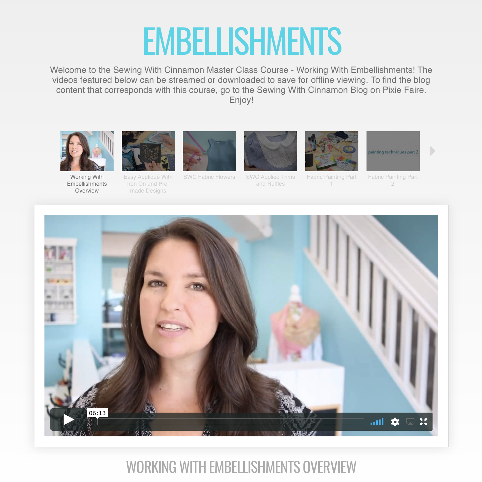 Working With Embellishments - Master Class Video Course