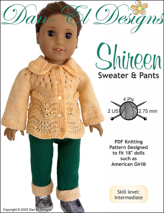 Shireen Sweater and Pants 18 inch Doll Clothes Knitting Pattern