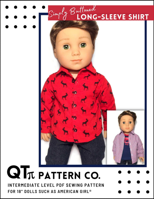 Simply Buttoned Long Sleeve Shirt 18" Doll Clothes Pattern