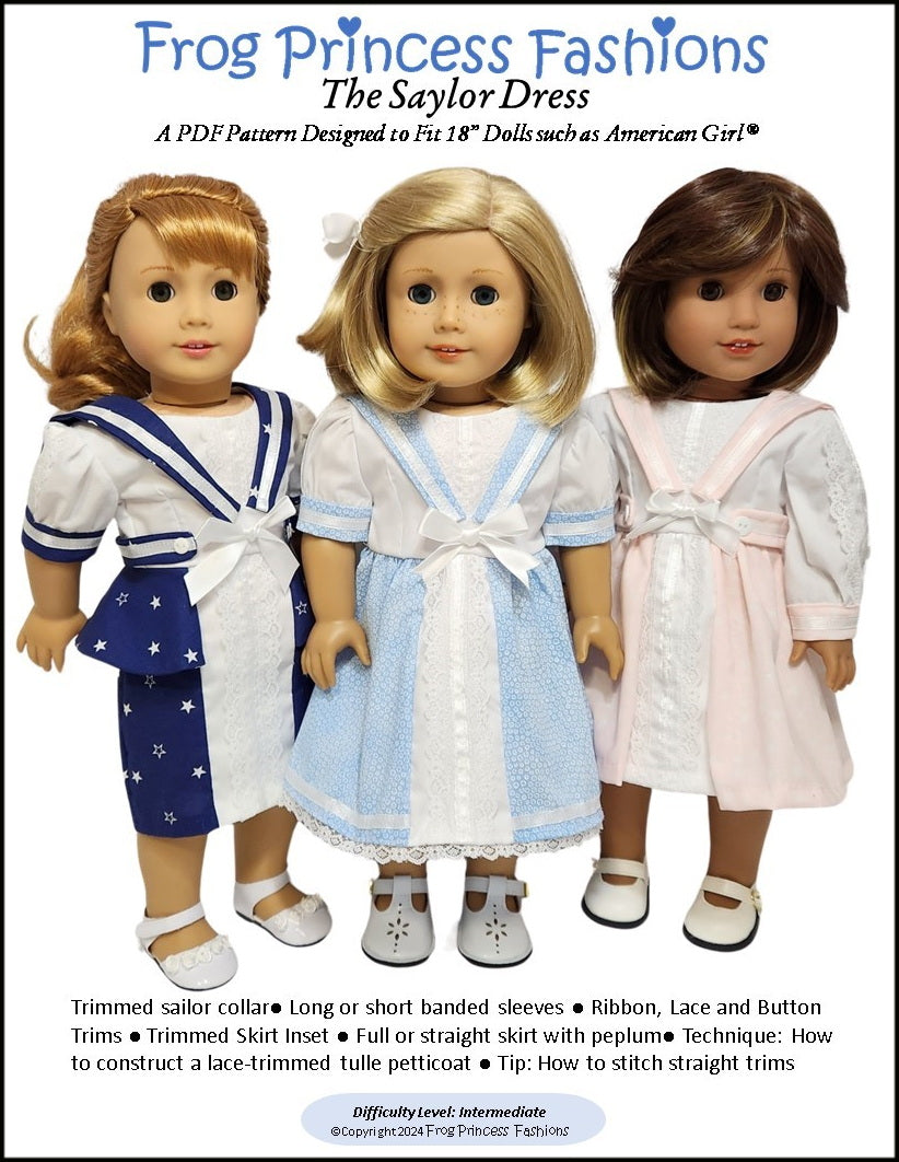 The Saylor Dress 18" Doll Clothes Pattern