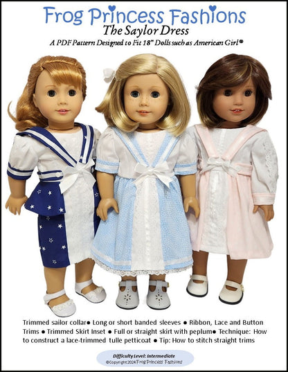 The Saylor Dress 18" Doll Clothes Pattern