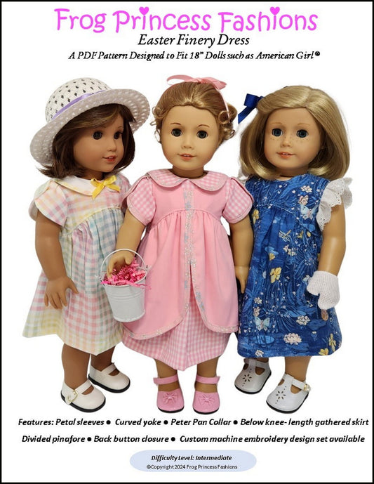 Easter Finery Dress 18" Doll Clothes Pattern