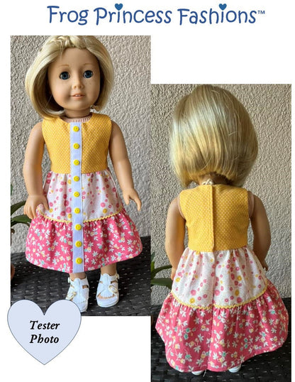 Happy Tiers Dress 18" Doll Clothes Pattern