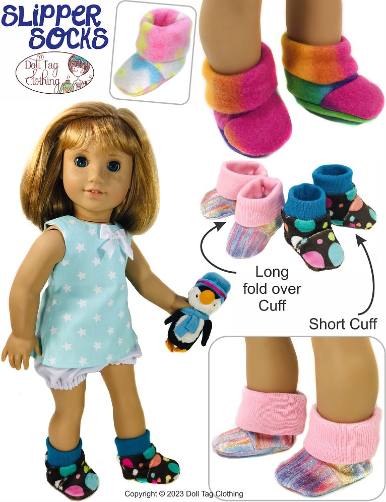 Slipper Socks 18" Doll Clothes Pattern