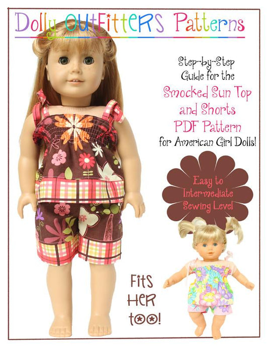Smocked Sun Top and Shorts 15" and 18" Doll Clothes Pattern