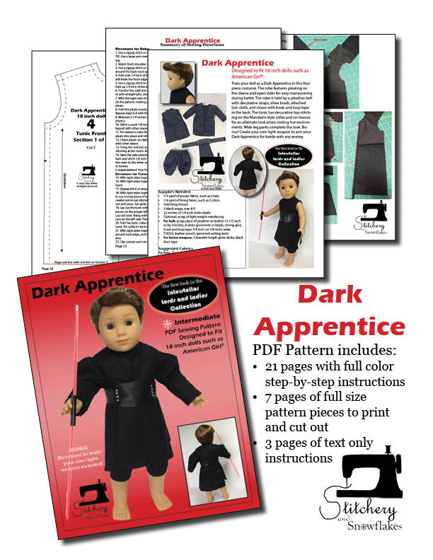 Dark Apprentice 18" Doll Clothes Pattern