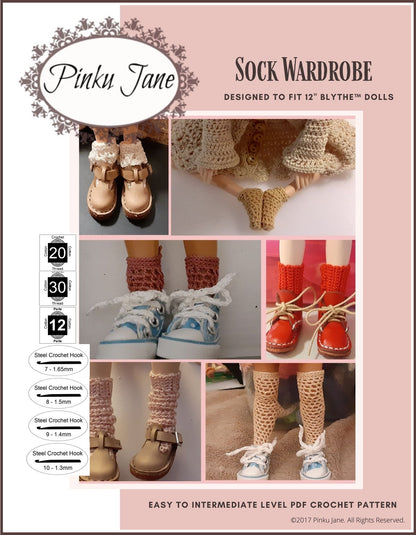 Sock Wardrobe Crochet Pattern For 12" Blythe Dolls