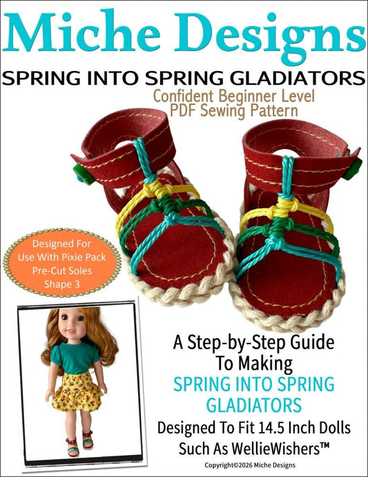 Spring into Spring Gladiators 14.5" Doll Shoe Pattern