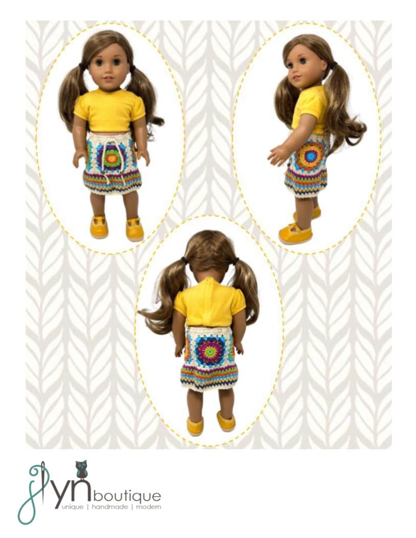 Sunburst Skirt 18" Doll Clothes Crochet Pattern