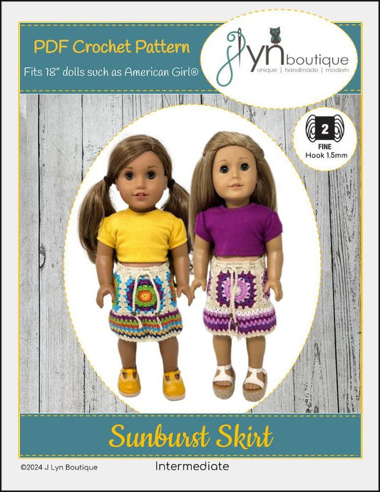 Sunburst Skirt 18" Doll Clothes Crochet Pattern