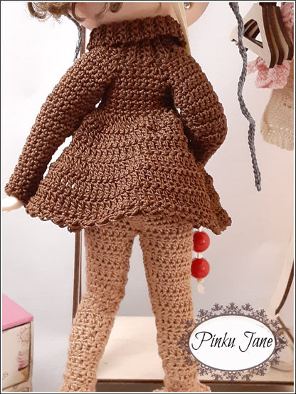 Swing Coat & Winter Helmet Crochet Pattern For 12" Blythe Dolls