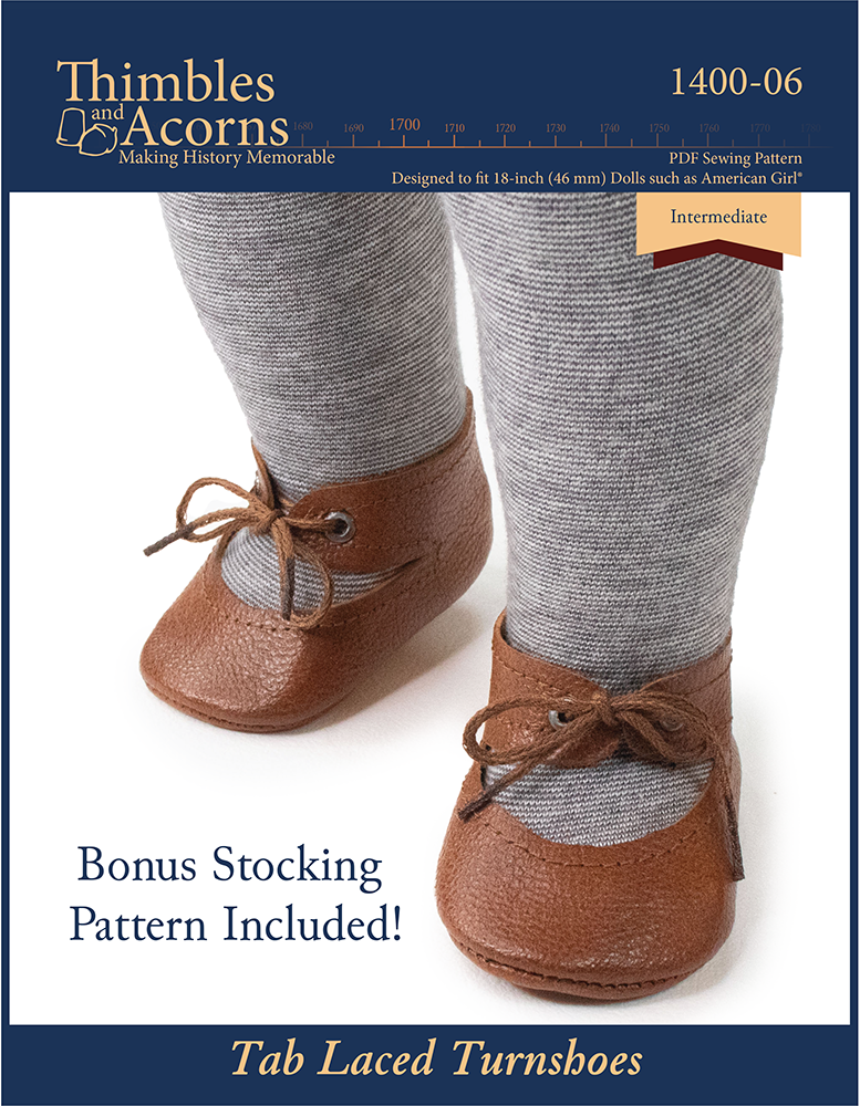 Tab Laced Turnshoes 18" Doll Shoe Pattern