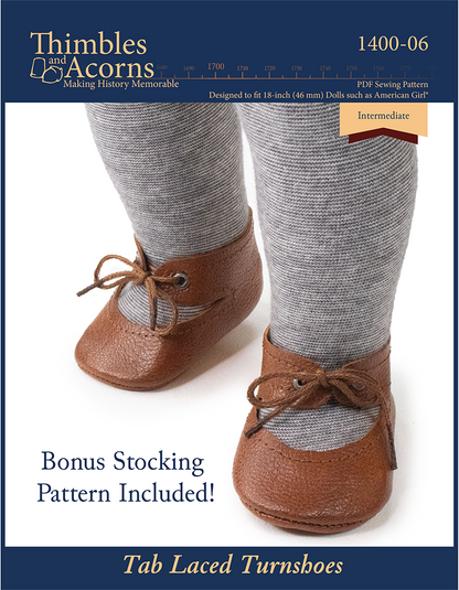 Tab Laced Turnshoes 18" Doll Shoe Pattern
