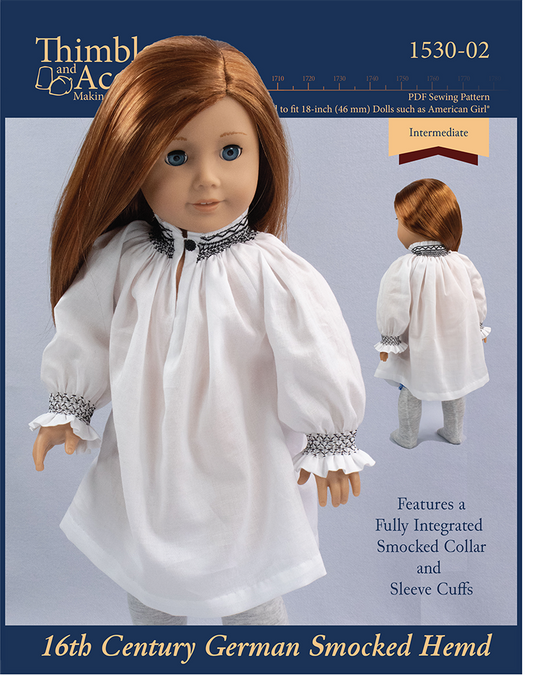 16th Century German Smocked Hemd 18" Doll Clothes Pattern