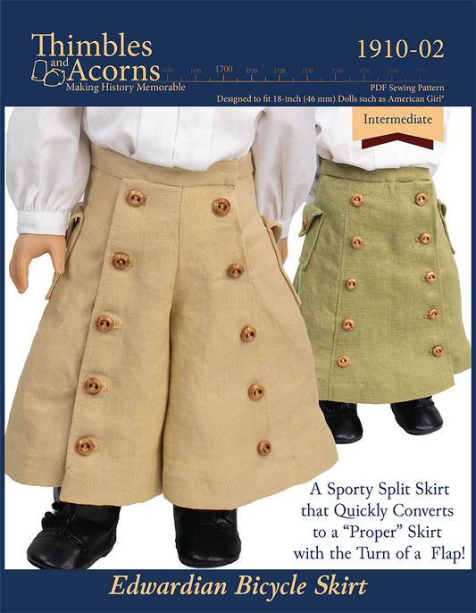 Edwardian Bicycle Skirt 18" Doll Clothes Pattern