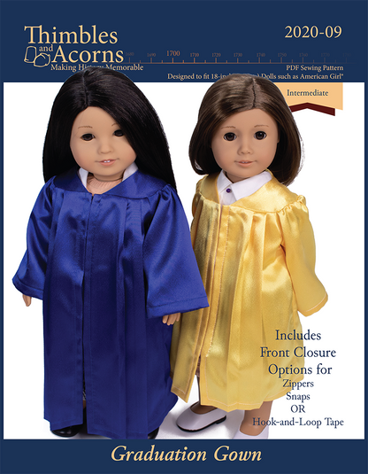 Graduation Gown 18" Doll Clothes Pattern