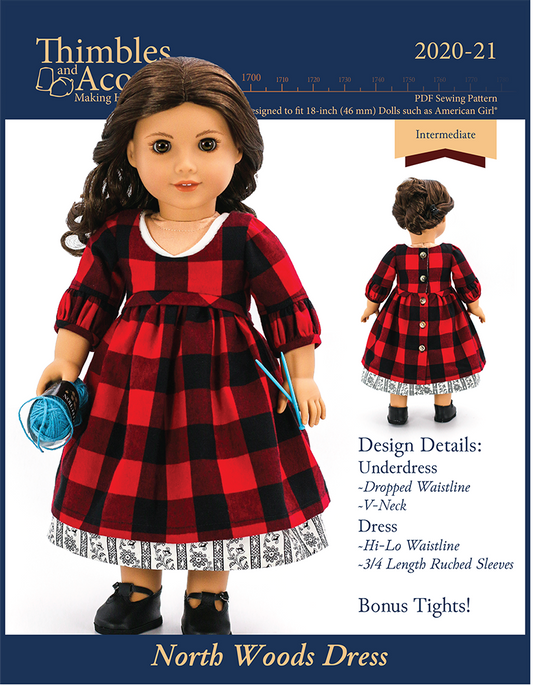 North Woods Dress 18" Doll Clothes Pattern
