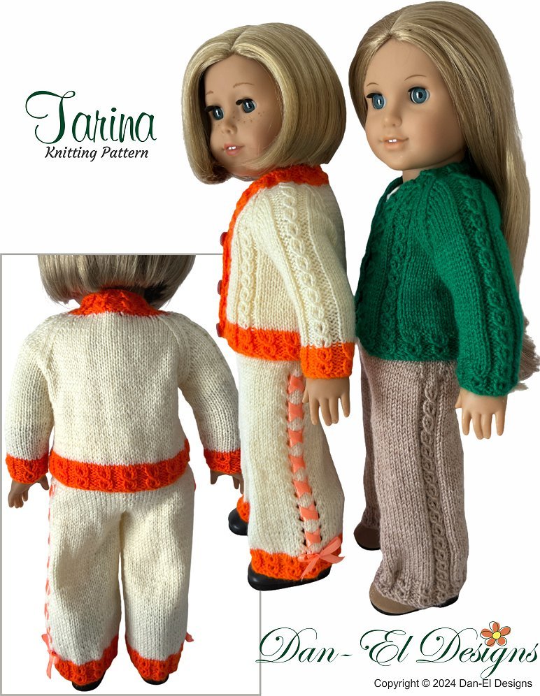 Tarina Sweater and Pants 18 inch Doll Clothes Knitting Pattern