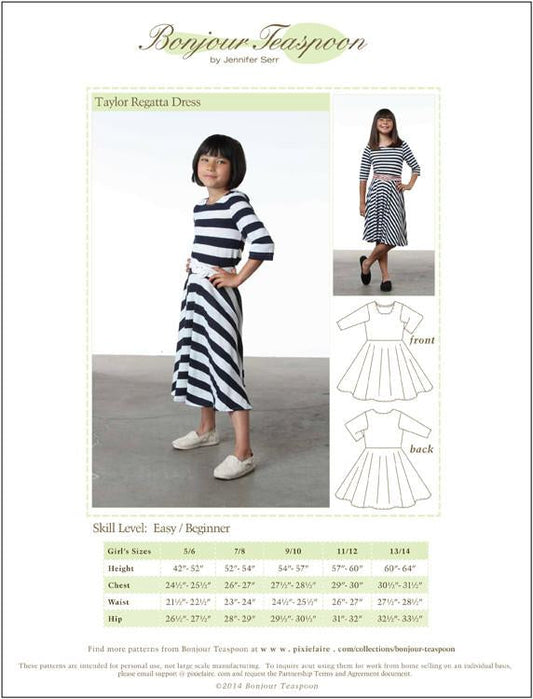 Taylor Regatta Dress Pattern for Girls