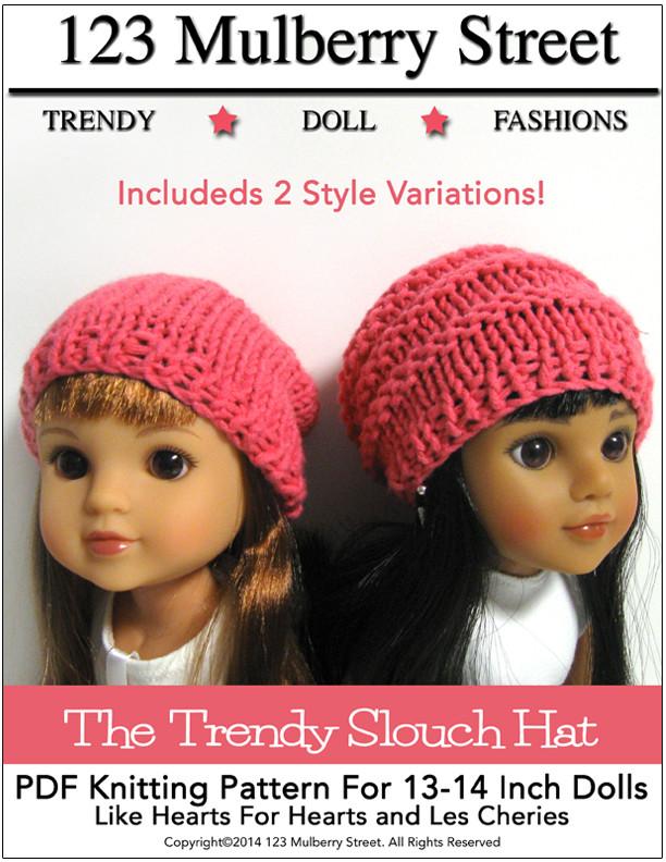 Trendy Slouch Hat Knitting Pattern for Les Cheries and Hearts for Hearts Girls Dolls