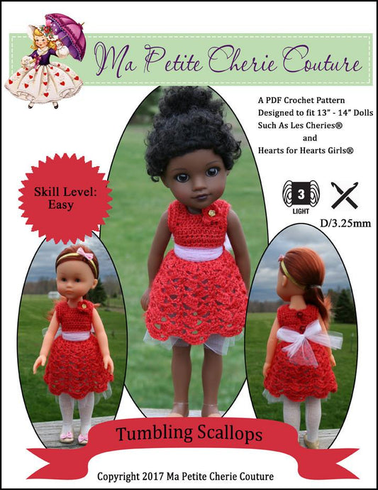 Tumbling Scallops 13-14" Doll Clothes Crochet Pattern