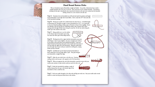 SWC Hand Sewn Keyhole Buttonhole Instructions
