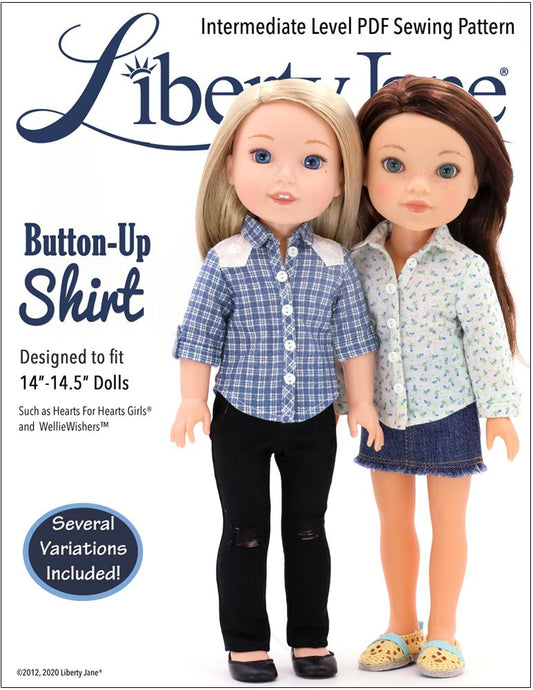 Button Up Shirt 14 - 14.5 inch Doll Clothes Pattern