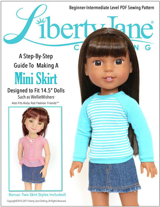 Mini Skirt 14.5 - 15 Inch Doll Clothes Pattern