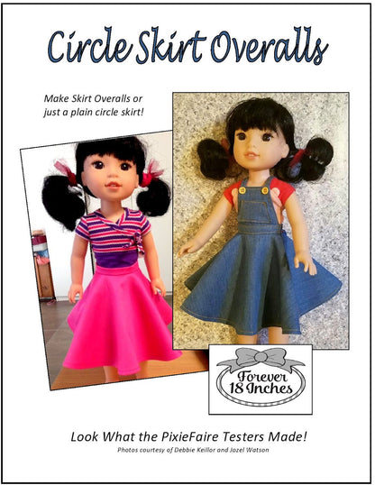 Circle Skirt Overalls 14-14.5" Doll Clothes Pattern
